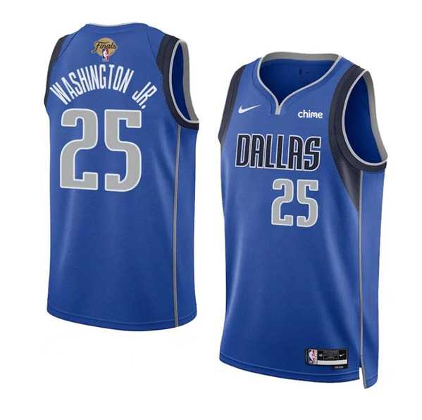 Men%27s Dallas Mavericks #25 P.J. Washington Jr. Blue 2024 Finals Icon Edition Stitched Basketball Jersey Dzhi->dallas mavericks->NBA Jersey